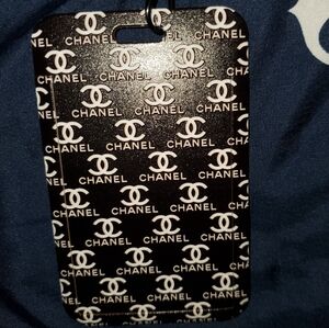 Chanel Black and White Logo Lanyard ID Holder
